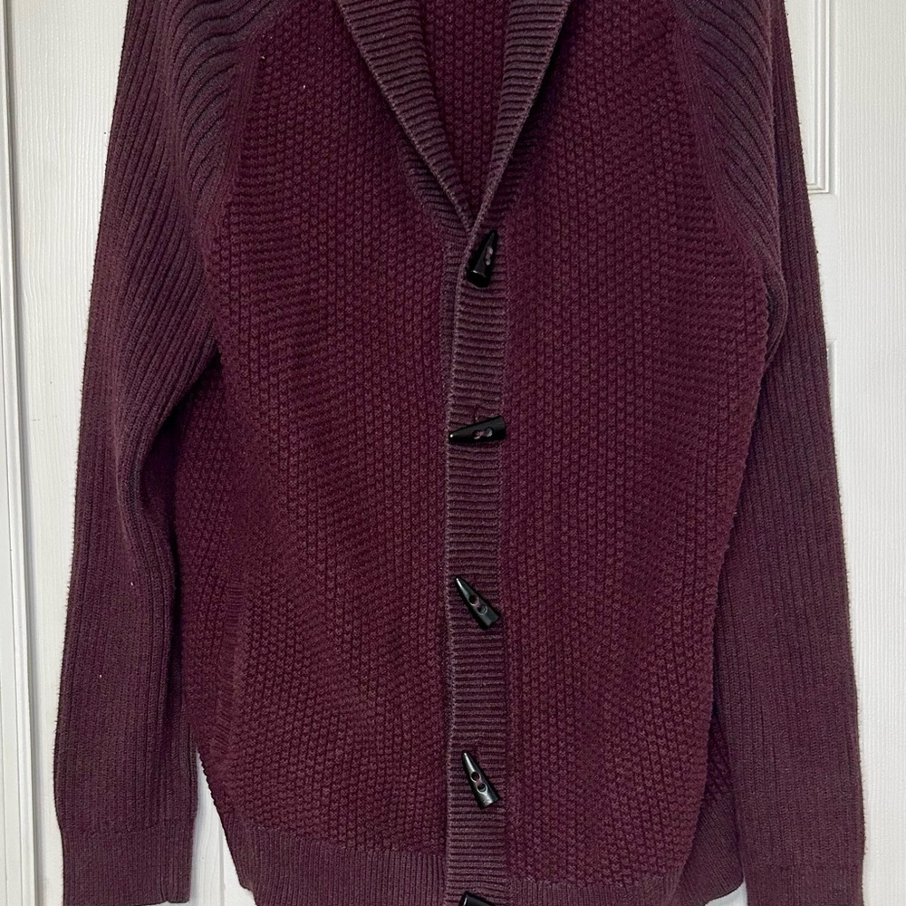 Express Men's Deep Purple Cardigan Sweater